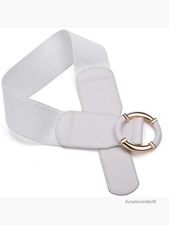 Vintage Elastic Wide Waist PU Leather Cinch Belt with Gold O Buckle main image 6